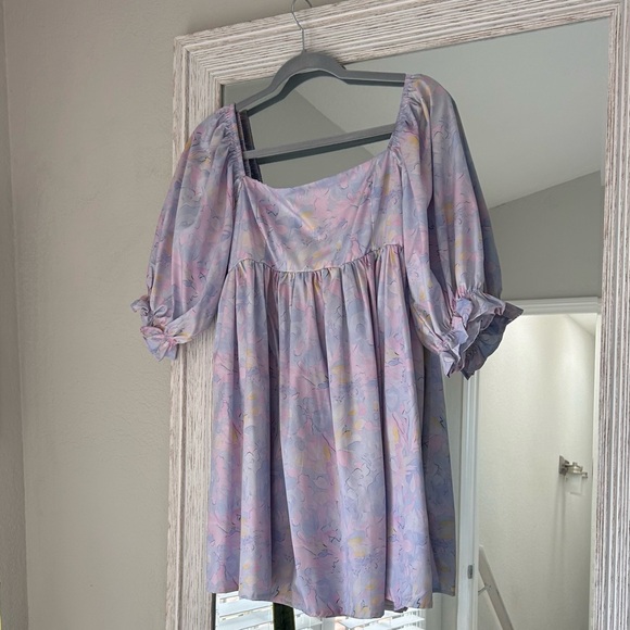 Pastel Women’s Square Neck Puffed Sleeve Mini Dress - Picture 13 of 13